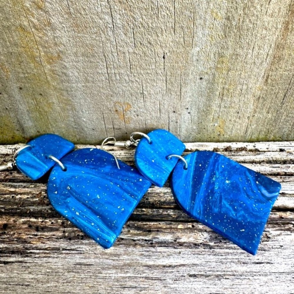 Marble Design Earrings -Light weight statement Hand made Glittery Gorgeous
